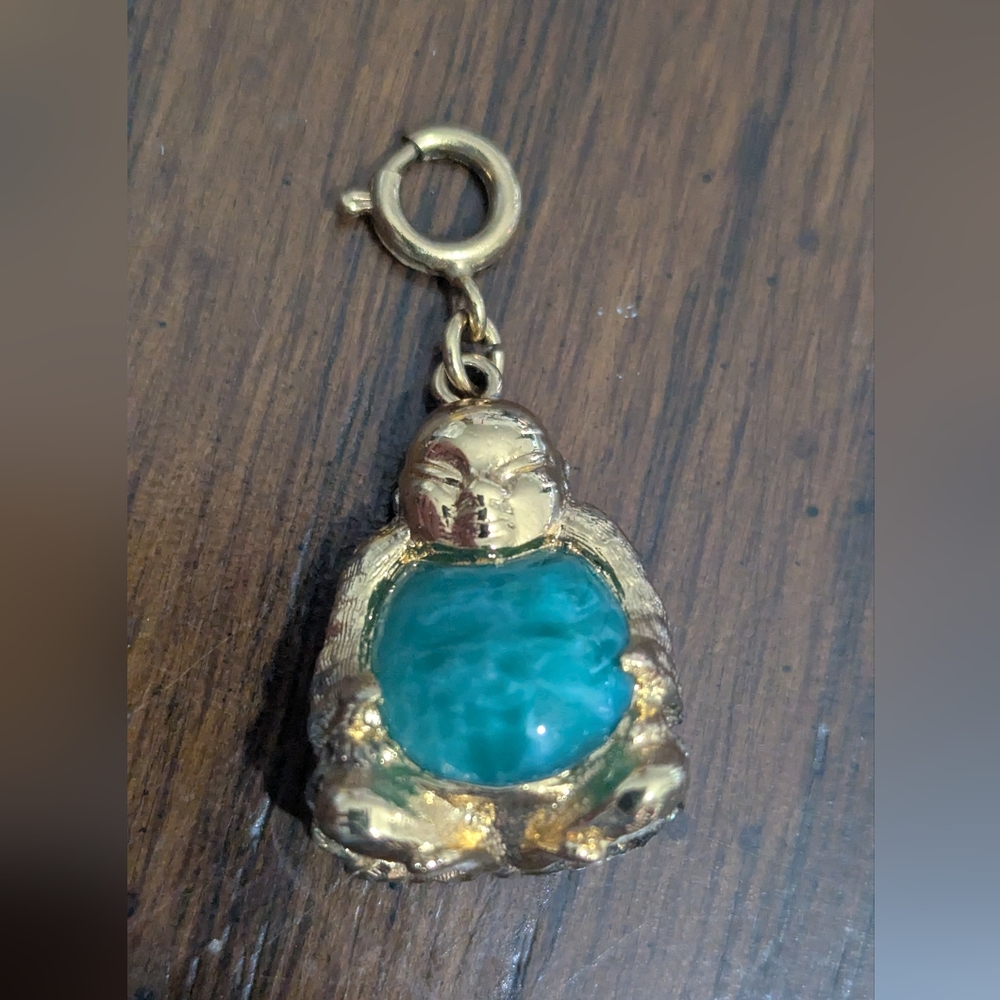 Monet Gold and Turquoise Buddha Charm